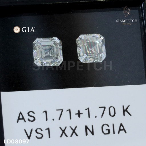 เพชรแท้ ASSCHER SHAPE 1.71+1.70 กะรัต สี 93 ใบเซอร์ GIA LD03099