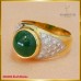 แหวนเพชรแท้ สี100 ฝังหยก ตัวเรือนทอง18K SE0289