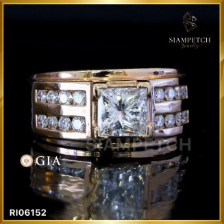 แหวนเพชร Princess cut 1.52 กะรัต สี 94 ใบซอร์ GIA ตัวเรือนทองพิ้งค์โกลด์ 18K RI06152