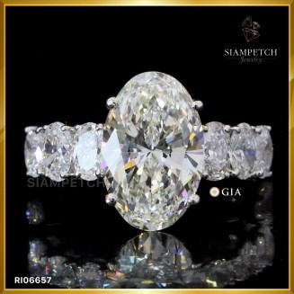 แหวนเพชรรูปไข่ OVAL CUT 3.01 กะรัต สี 95 ใบเซอร์ GIA RI06657