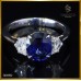 แหวนไพลิน ซีลอนเผาเก่า 2.39 กะรัต ประดับเพชร สี99  ตัวเรือนทองคำขาว 18K RI06659