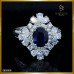 แหวนไพลินแท้ ล้อมเพชร สี100  ตัวเรือนทองคำขาว 18K RI06660