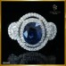 แหวนไพลินมาดากัสการ์ ล้อมเพชรแท้ สี100  ตัวเรือนทองคำขาว 18K RI06661