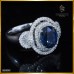 แหวนไพลินมาดากัสการ์ ล้อมเพชรแท้ สี100  ตัวเรือนทองคำขาว 18K RI06661