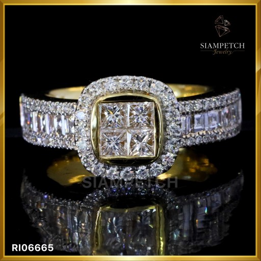 แหวนเพชรแท้ Princess cut สี 100 ประกบหน้าเท่า 1 กะรัต RI06665 แหวนเพชรแท้ Princess cut สี 100 ประกบหน้าเท่า 1 กะรัต RI06665