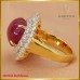 แหวนทับทิมพม่า รูปหัวใจ ล้อมเพชรแท้ ฝังตัวเรือนทอง 18K SE01525