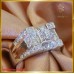 แหวนเพชรแท้ ดีไซน์ หน้ากว้าง เพชรสี100 ฝังบน ตัวเรือนทองคำขาว 18K SE01602