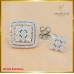 ต่างหูเพชรแท้  2in1 ดีไซน์ทรงหน้ากว้าง ฝังตัวเรือนทองคำขาว 18K SE01645