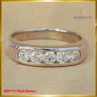 แหวนแถวเพชรแท้ ดีไซน์สุดเรียบ ฝังตัวเรือนทอง18K SE01717