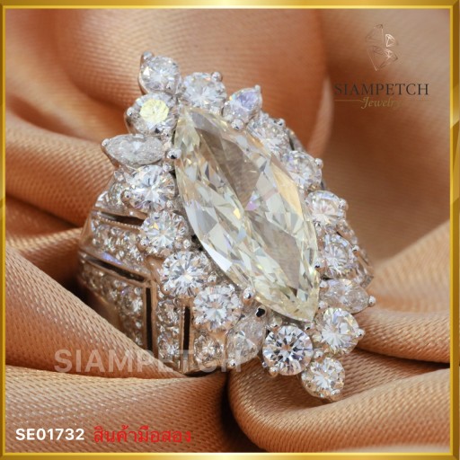 แหวนเพชรแท้ Marquise shape 3.07 กะรัต สี 93 VVS2 ฝังบนตัวเรือน white gold 14K SE01732 แหวนเพชรแท้ Marquise shape 3.07 กะรัต สี 93 VVS2 ฝังบนตัวเรือน white gold 14K SE01732