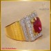 แหวนพลอยซินเธททิค (Synthetic) ประดับเพชรแท้ ฝังบนตัวเรือนทอง18K SE01739