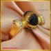 แหวนทอง 18K ฝังพลอยเนื้ออ่อน สีดำ ประดับเพชรแท้ สี98 SE0360