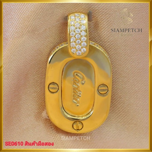 จี้ทอง ประดับเพชรแท้ สี100 ดีไซน์สุดเก๋ ฝังลงบนตัวเรือน ทอง18K SE0610