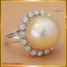 แหวนมุก ล้อมเพชร สี 97 ฝังตัวเรือนทอง18K SE0611