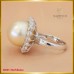 แหวนมุก ล้อมเพชร สี 97 ฝังตัวเรือนทอง18K SE0611
