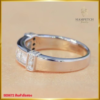 แหวนแถวเพชรแท้ ดีไซน์สุดเรียบ ฝังตัวเรือนทอง18K SE0672