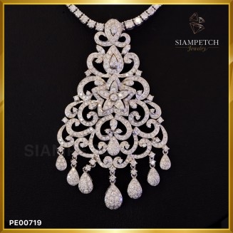 จี้เพชรแท้ทรง Chandelier 3.53 กะรัต สี 100 ลายฉลุสวยงาม PE00719