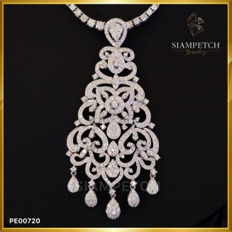 จี้เพชรแท้ทรง Chandelier 3.97 กะรัต สี 100 ลายฉลุสวยงาม PE00720